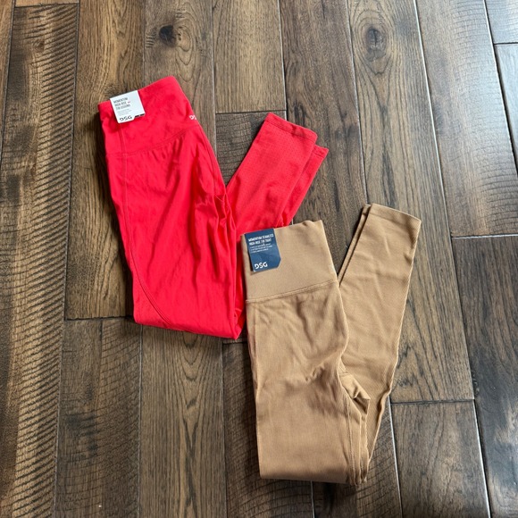 DSG Pants - DSG Momentum High-Rise 7/8 Leggings Bundle Red Tan Ribbed Seamless Womens XS NWT